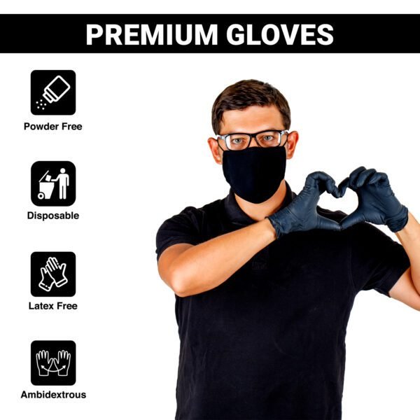 Premium Black Nitrile Examination Gloves - Medical Grade AQL 1.5 - Image 2