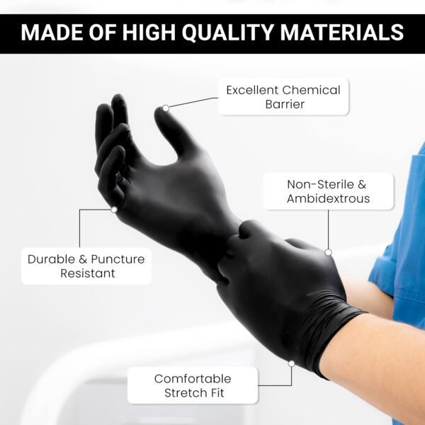 Premium Black Nitrile Examination Gloves - Medical Grade AQL 1.5 - Image 3