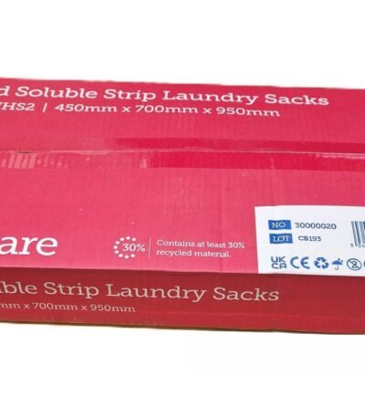 Case of 200 red soluble strip laundry bags, 38 inch, for soiled and infected linen